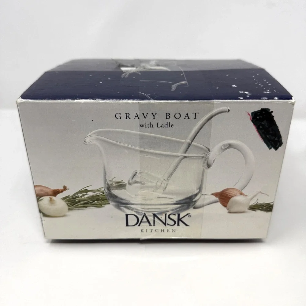 Dansk Kitchen Clear Glass Gravy‎ Boat Heavy Weighted Base Scandinavian Modern